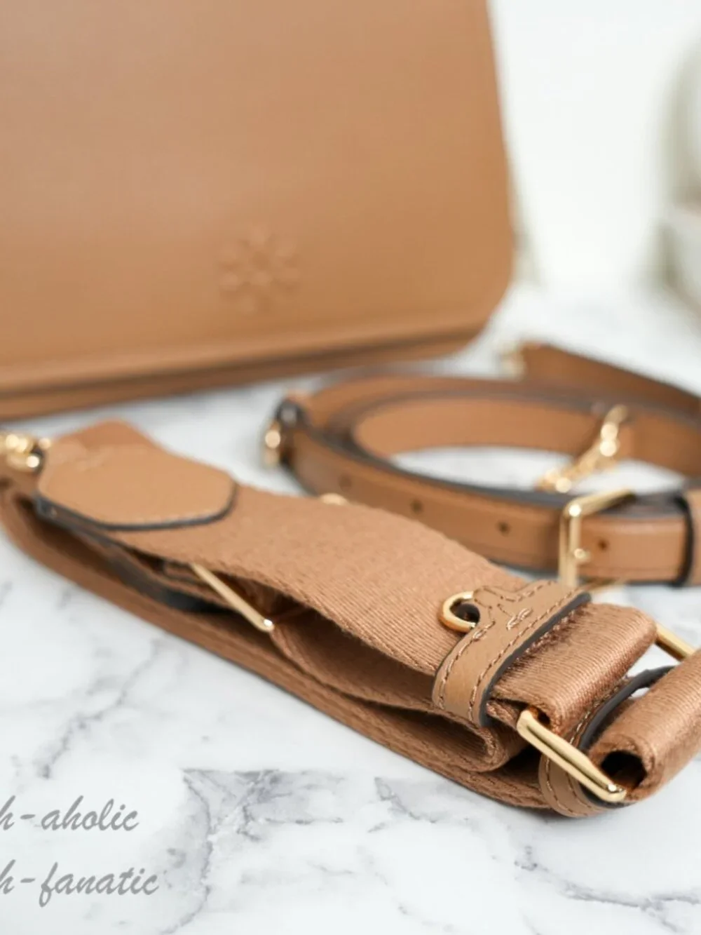 Tory Burch Thea Pebbled Leather Flap Crossbody Shoulder Bag in Tiramisu NWT